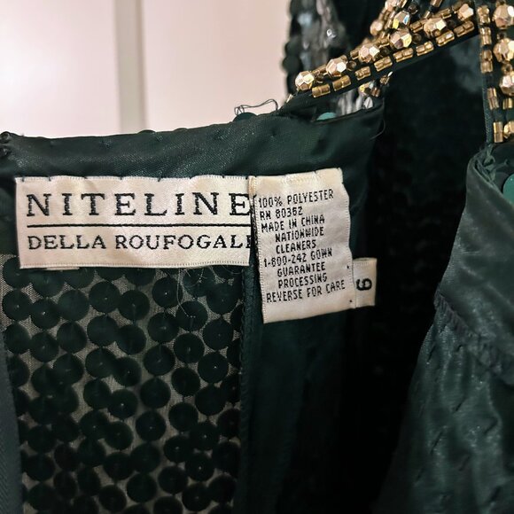 Vintage Niteline by Della Roufogali Emerald Sequin Dress – Size 6 - Picture 3 of 4